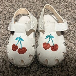 White Cherry Embroidered Kids Sandals